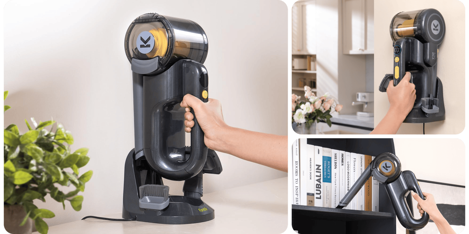 A hand holding a vacuum cleaner