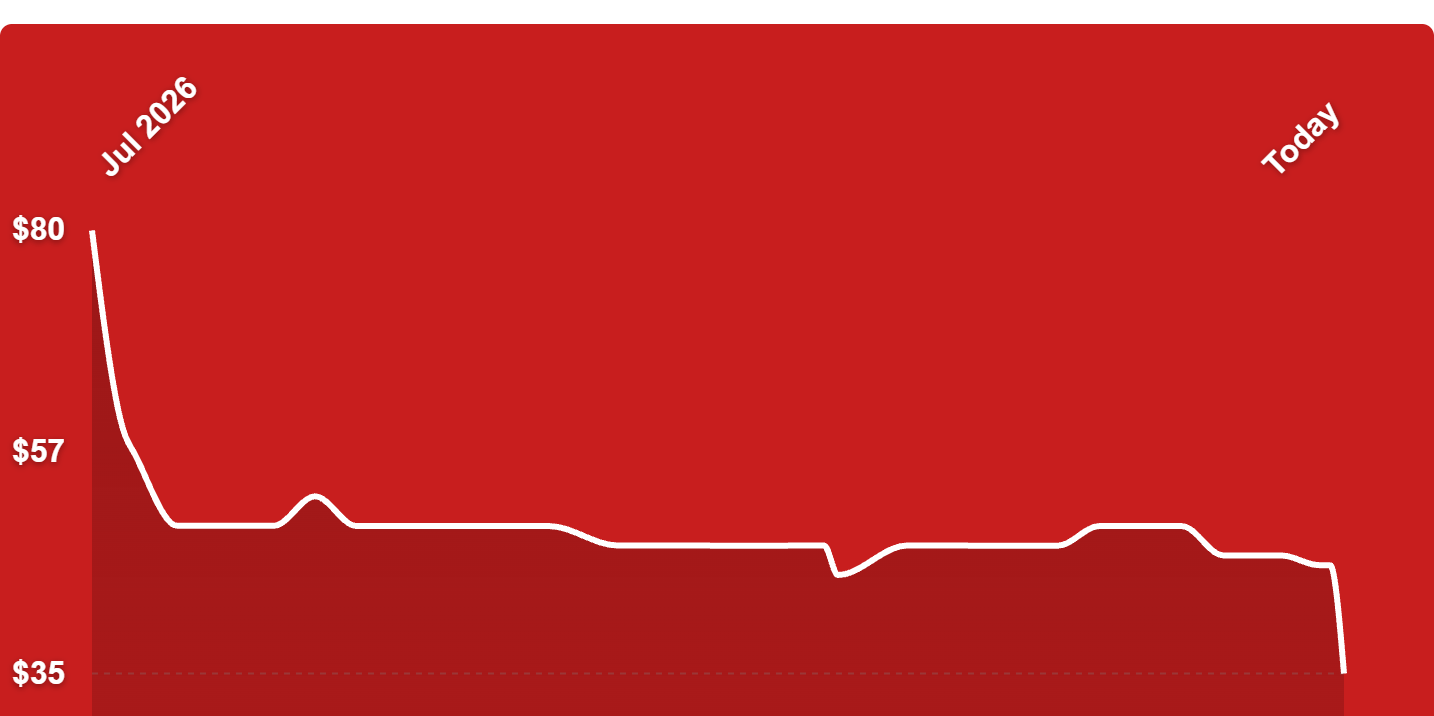 A red rectangular object with white lines