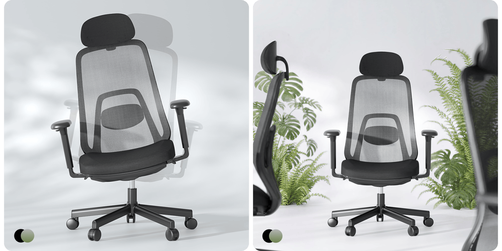 A black chair with wheels