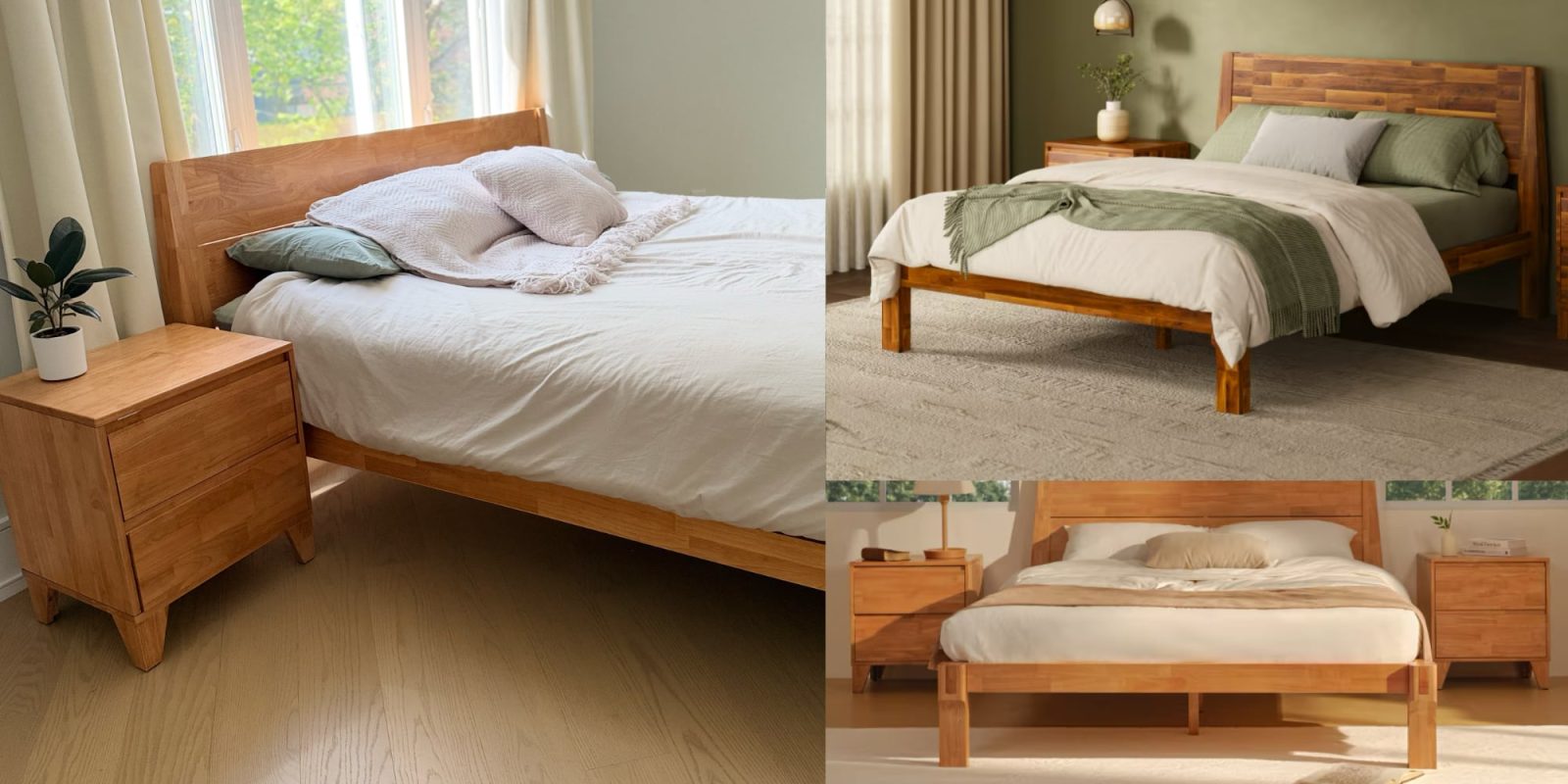 A collage of beds