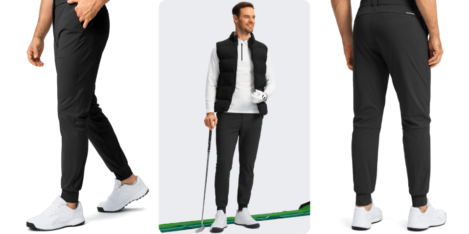 A man in a vest and a golf club