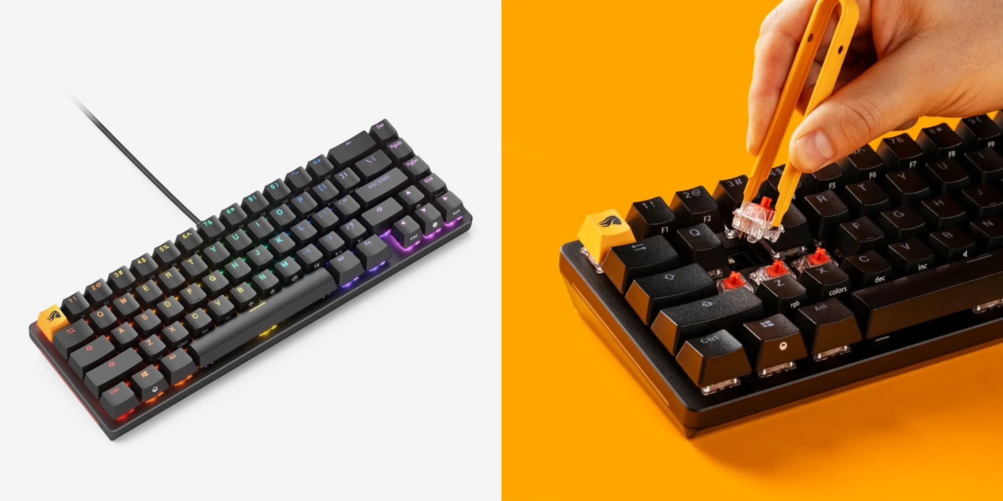 A hand holding a keyboard