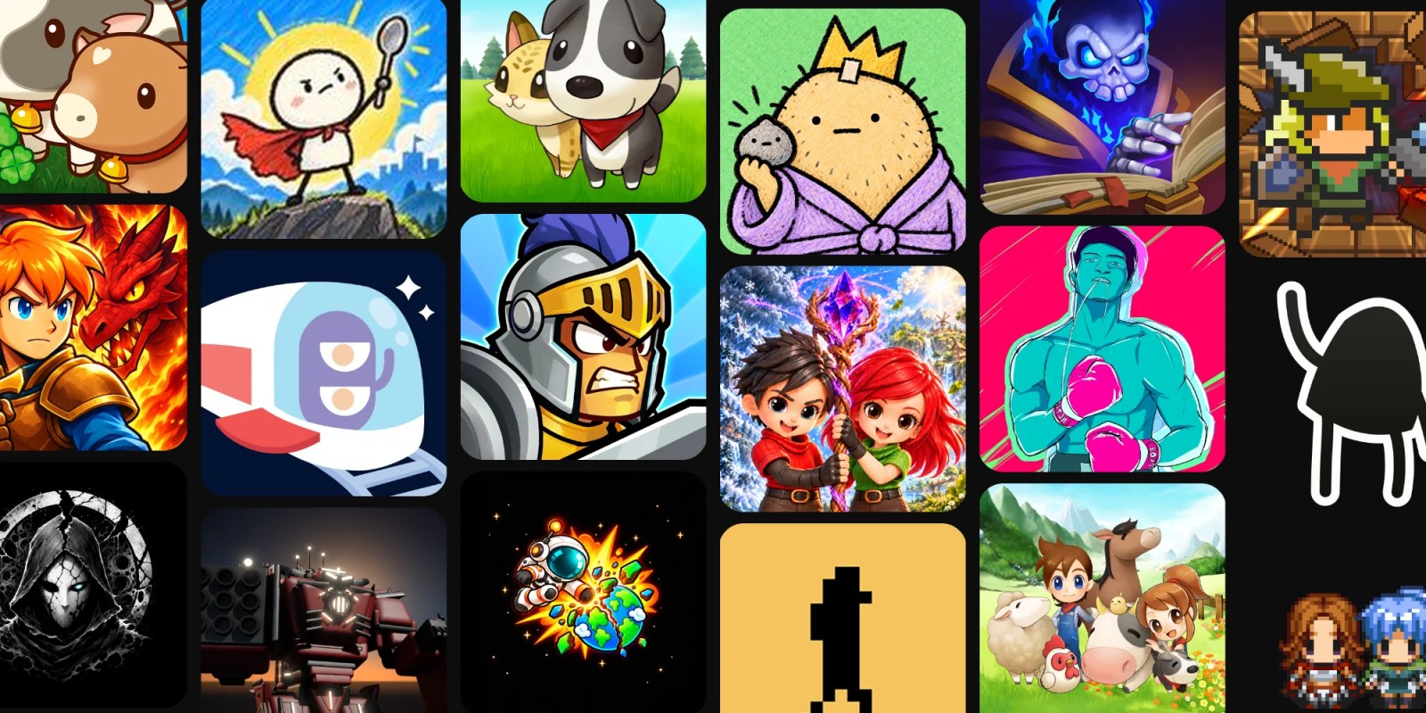 A collage of cartoon characters