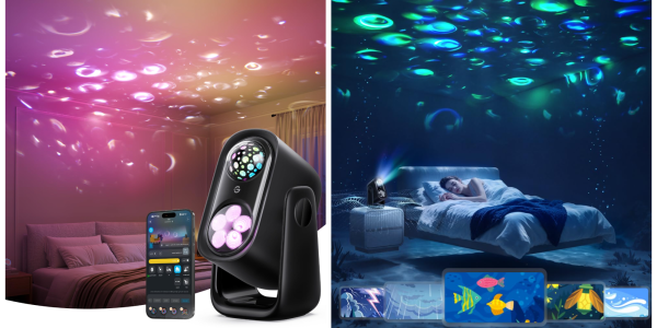 A collage of a room with a smart phone and a device