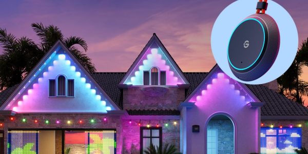 A house with colorful lights