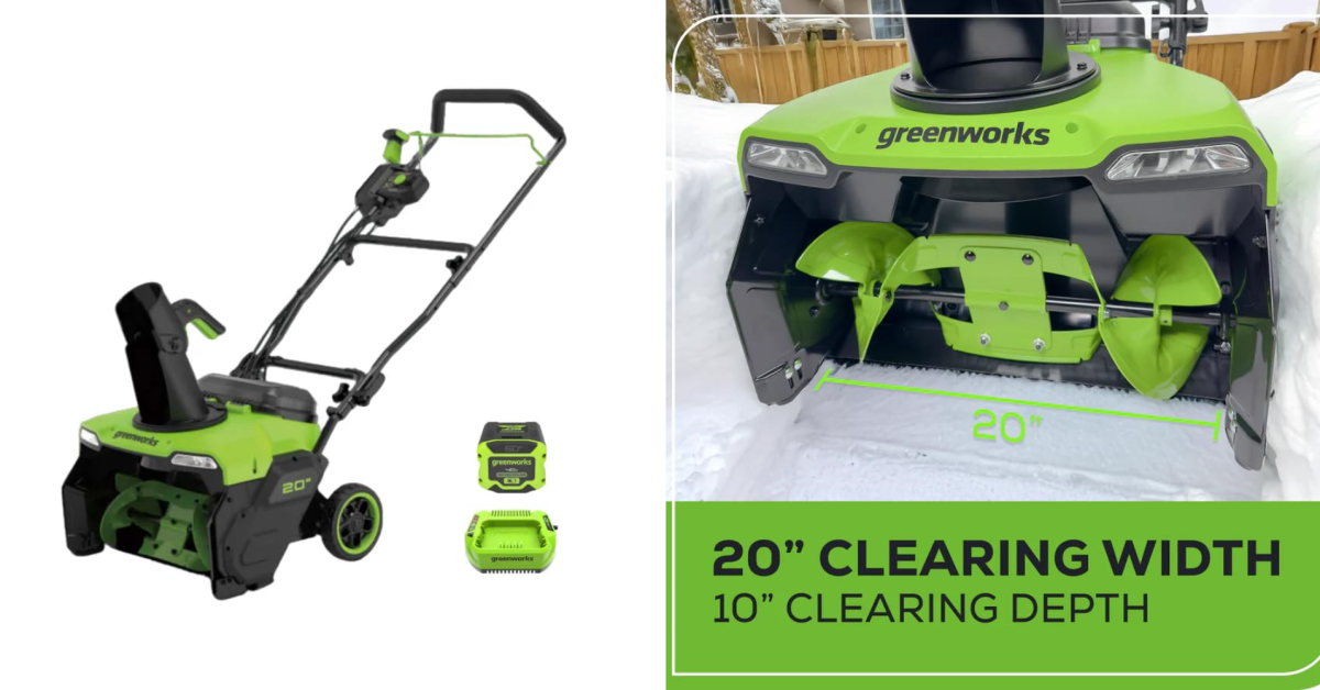 Expand your 60V Greenworks arsenal with this 20-inch cordless snow blower + 4.0Ah battery at a new 4 low, more Expand your 60V Greenworks arsenal with this 20-inch cordless snow blower + 4.0Ah battery at a new 4 low, more
