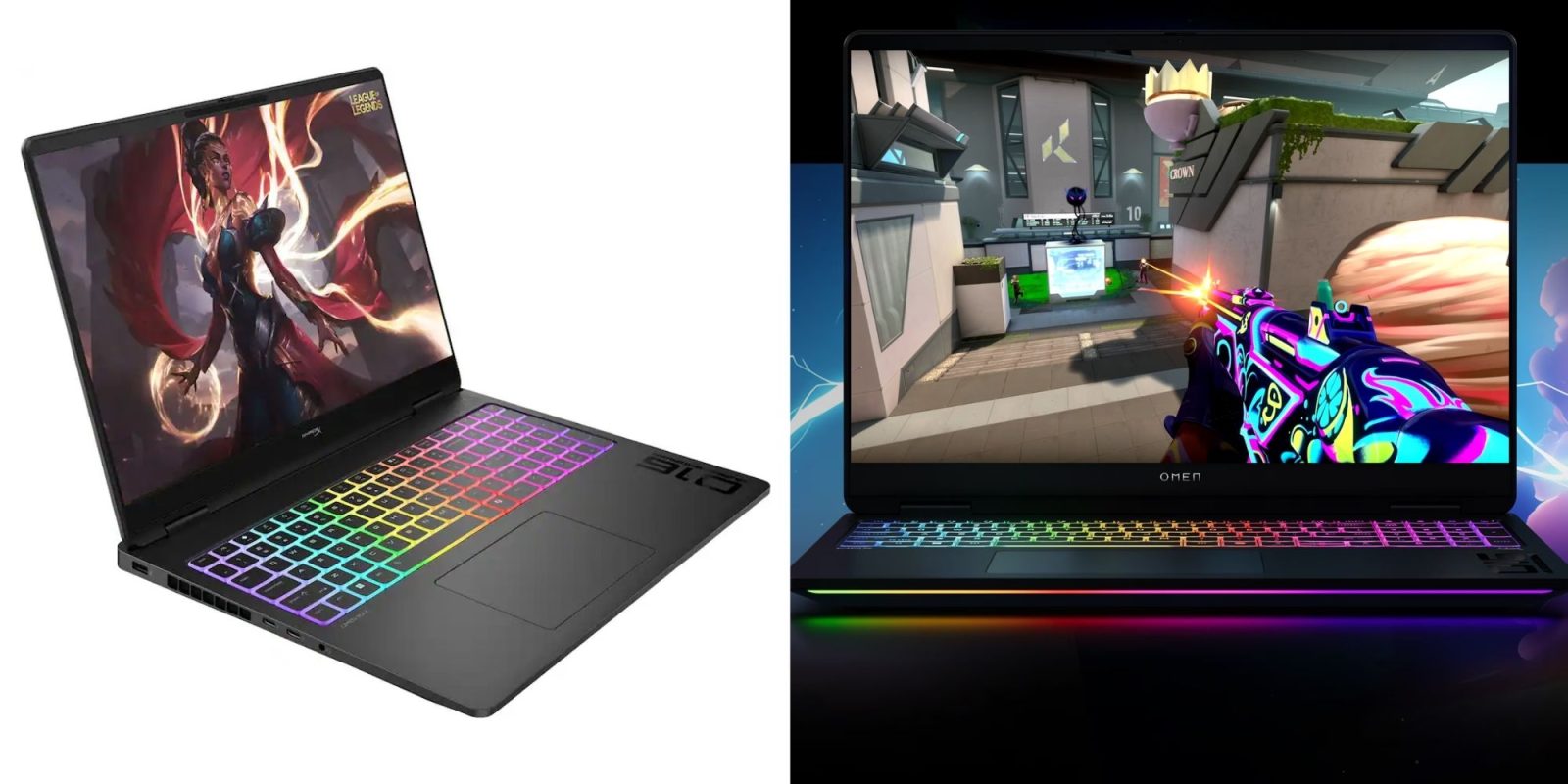 A laptop with a rainbow keyboard