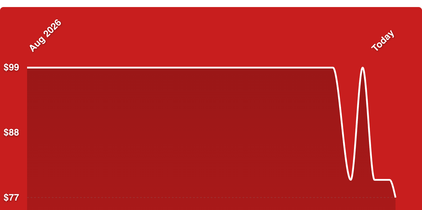 A red rectangular object with white lines