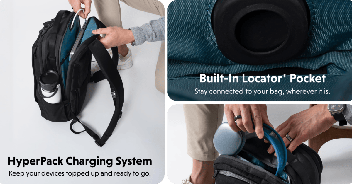 HyperPack tidily totes your 16-inch MacBook Pro with a built-in AirTag slot, passthrough charging, more for 