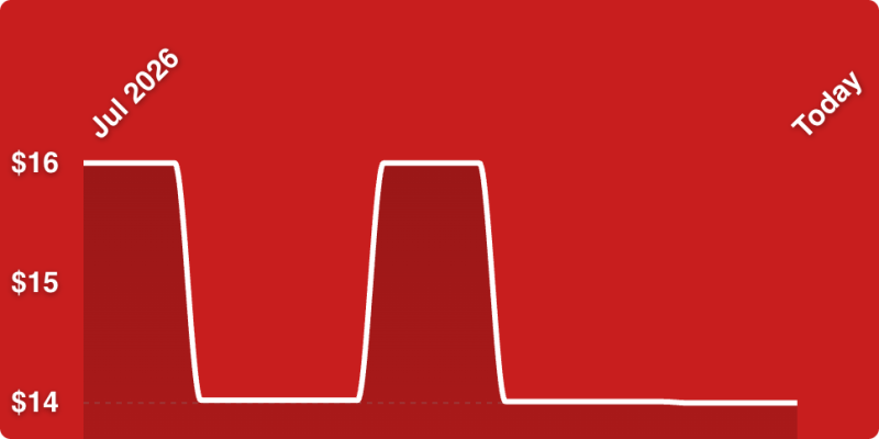 A red square with a white line