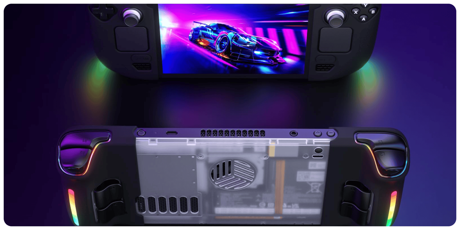 A video game console with a screen and a video game controller