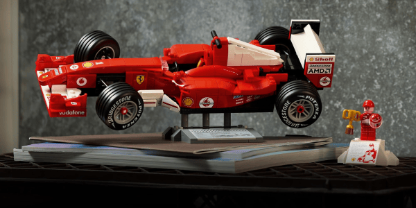 A toy race car on a table