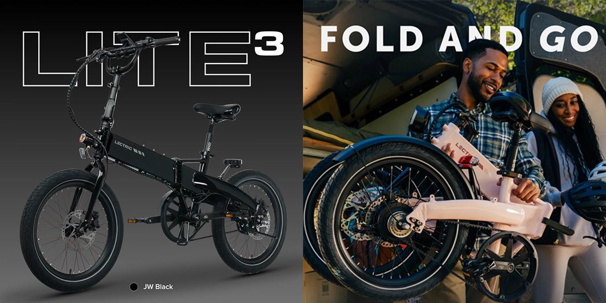 A collage of a man fixing a bicycle