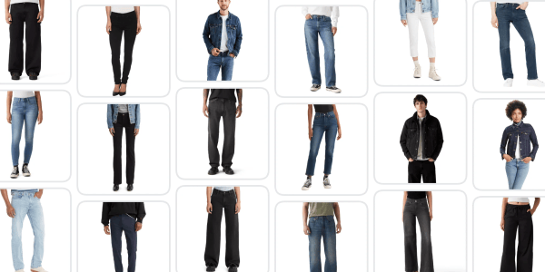 A collage of different jeans