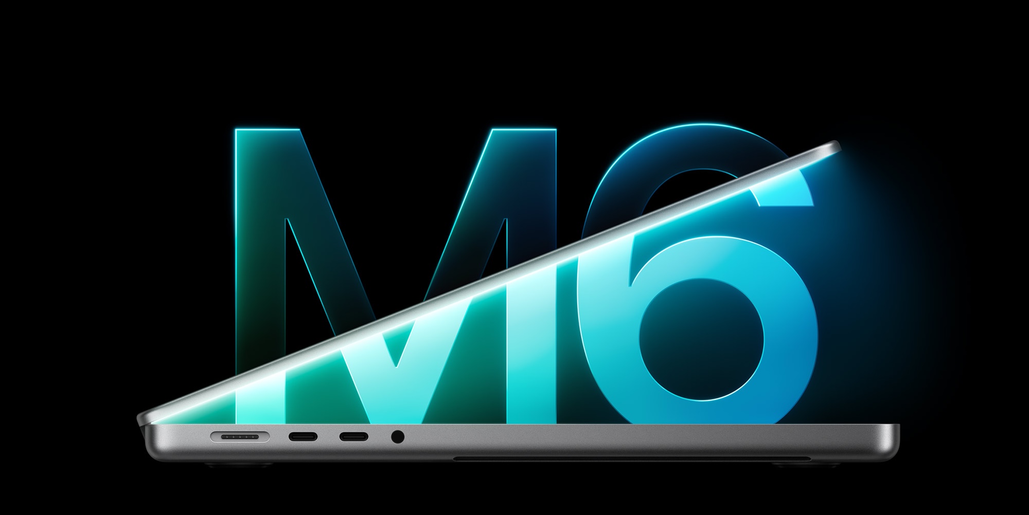 A laptop with a blue and green text
