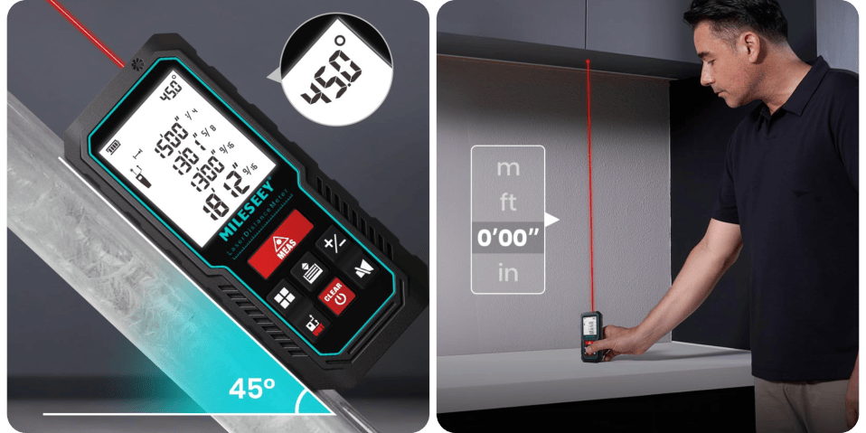 A hand holding a measuring device