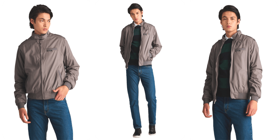 A collage of a man in a jacket