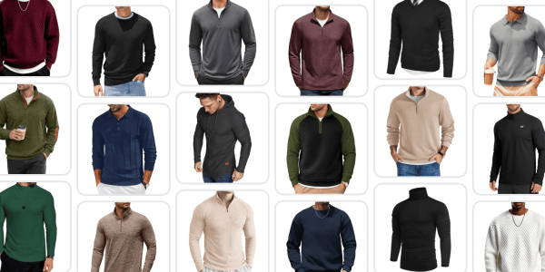 A collage of men's sweaters