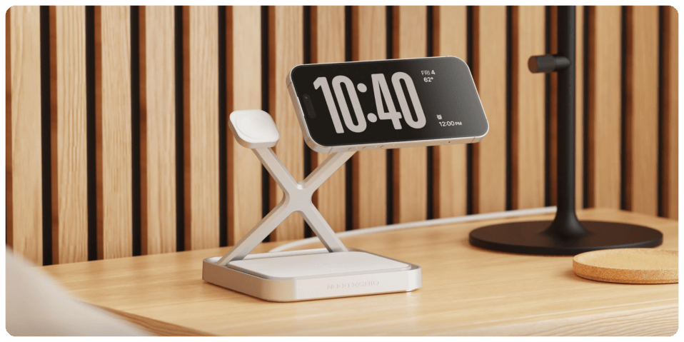 A phone on a stand