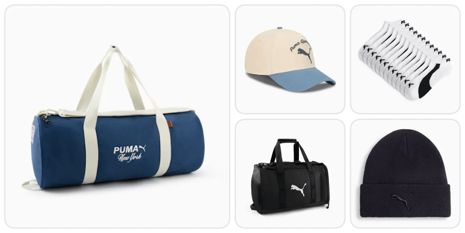 A collage of different sports bags