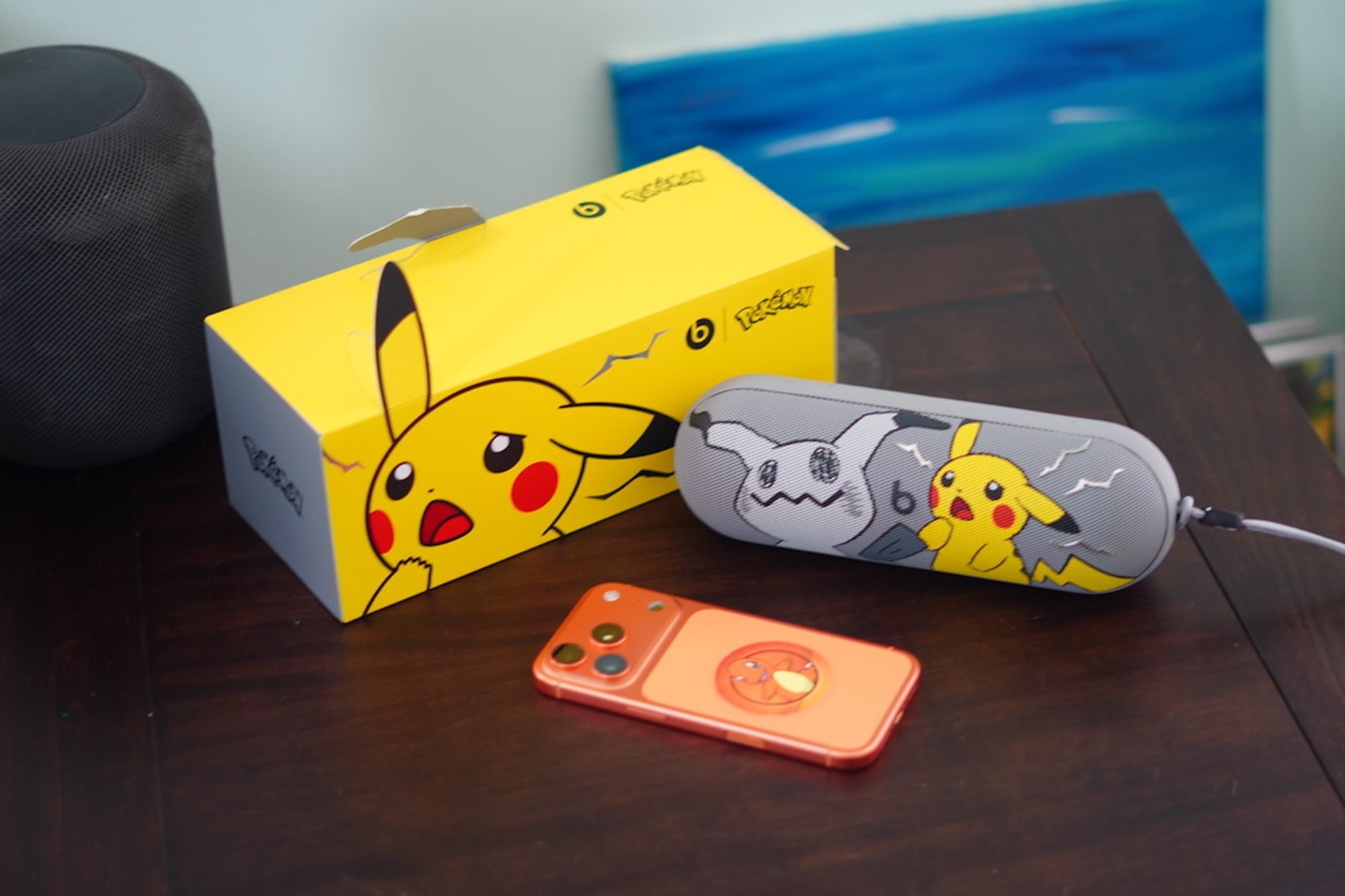 A box and phone on a table