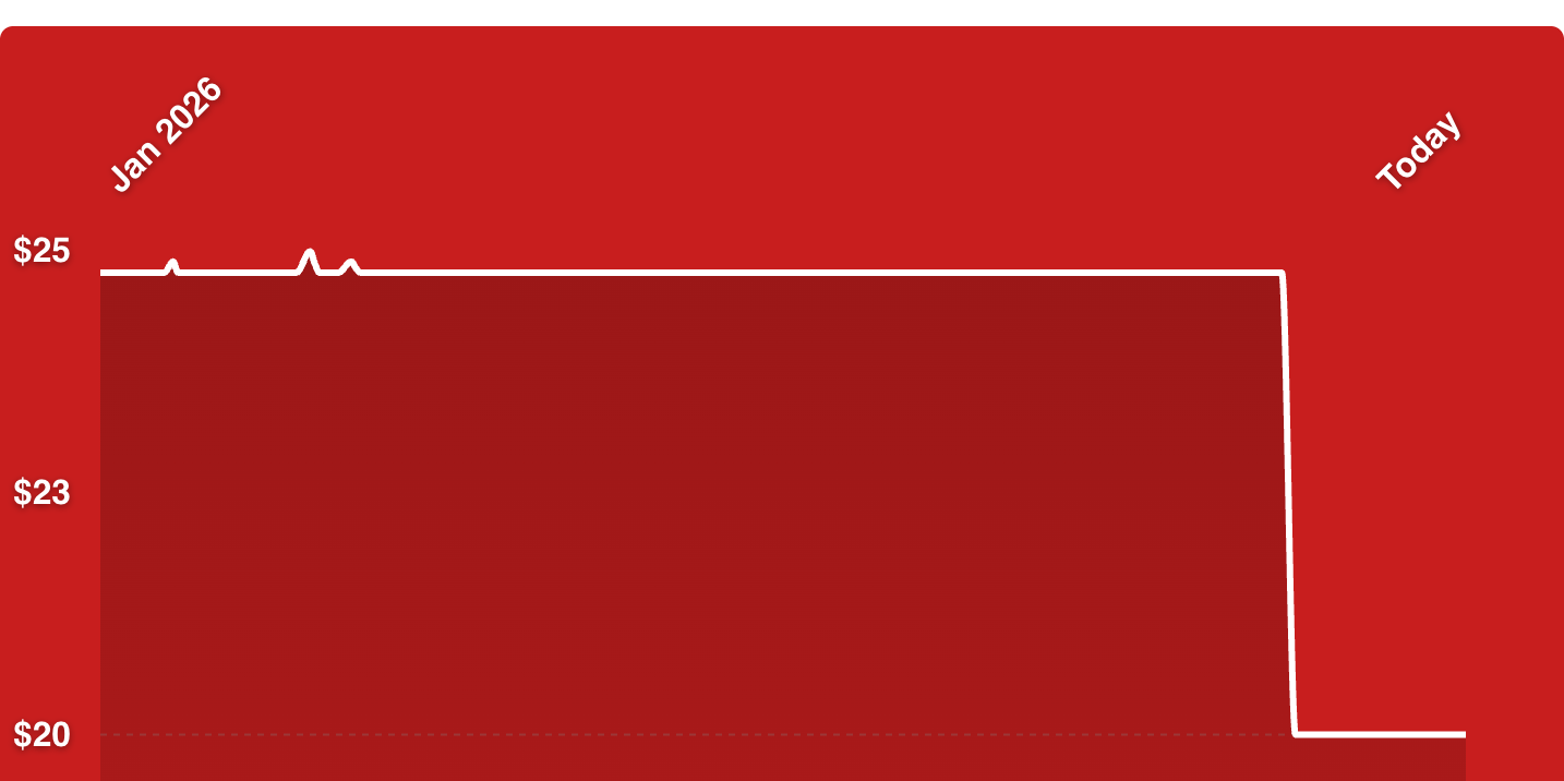 A red rectangular object with white lines