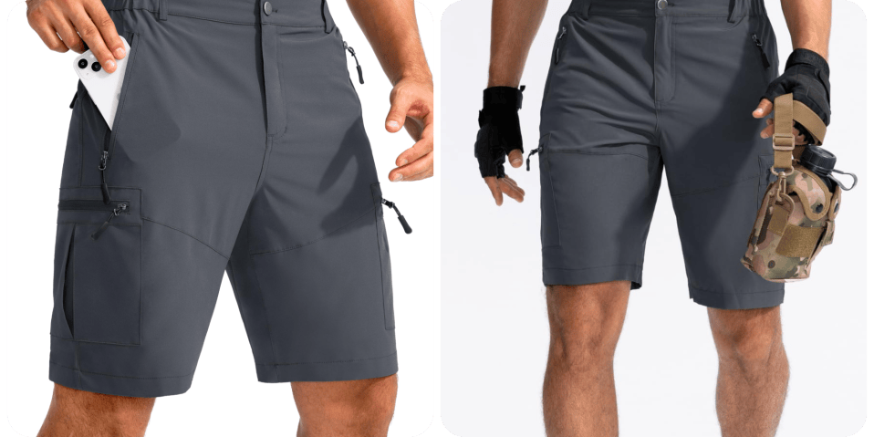 A man wearing shorts and gloves