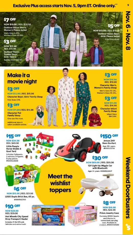 A flyer with a group of people and toys