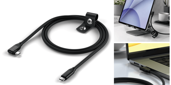 A black cord with a cable attached to a computer