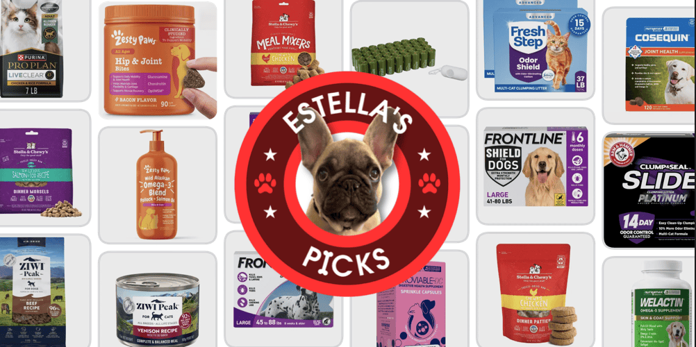 A collage of dog food