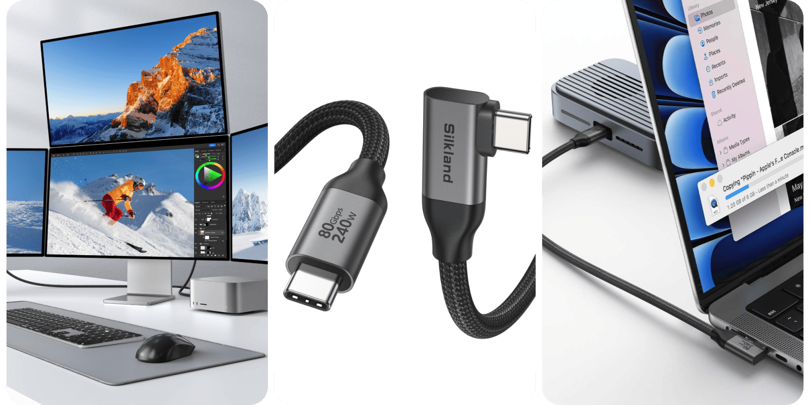 A collage of a laptop and a usb cable