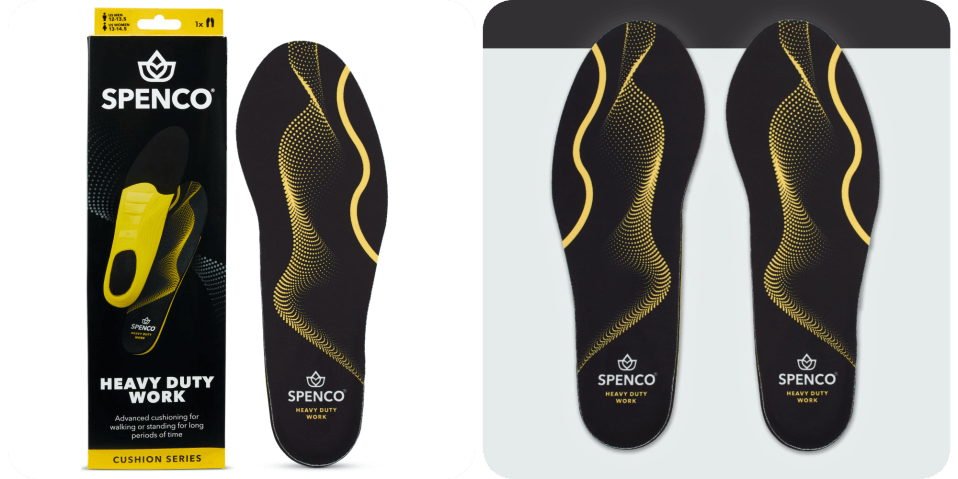 A black and yellow shoe insole