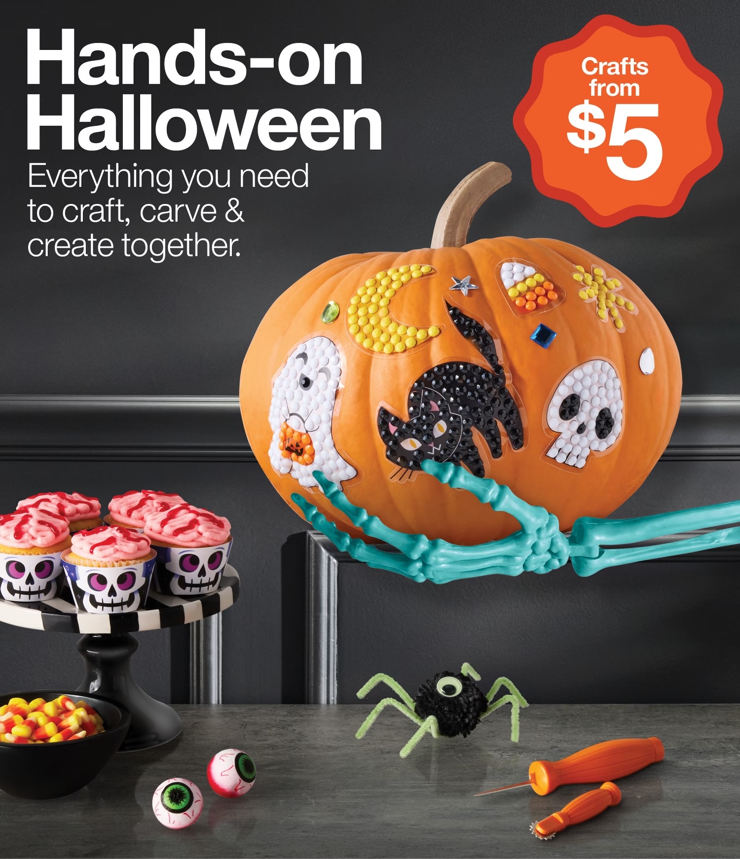 A pumpkin with a spider on it