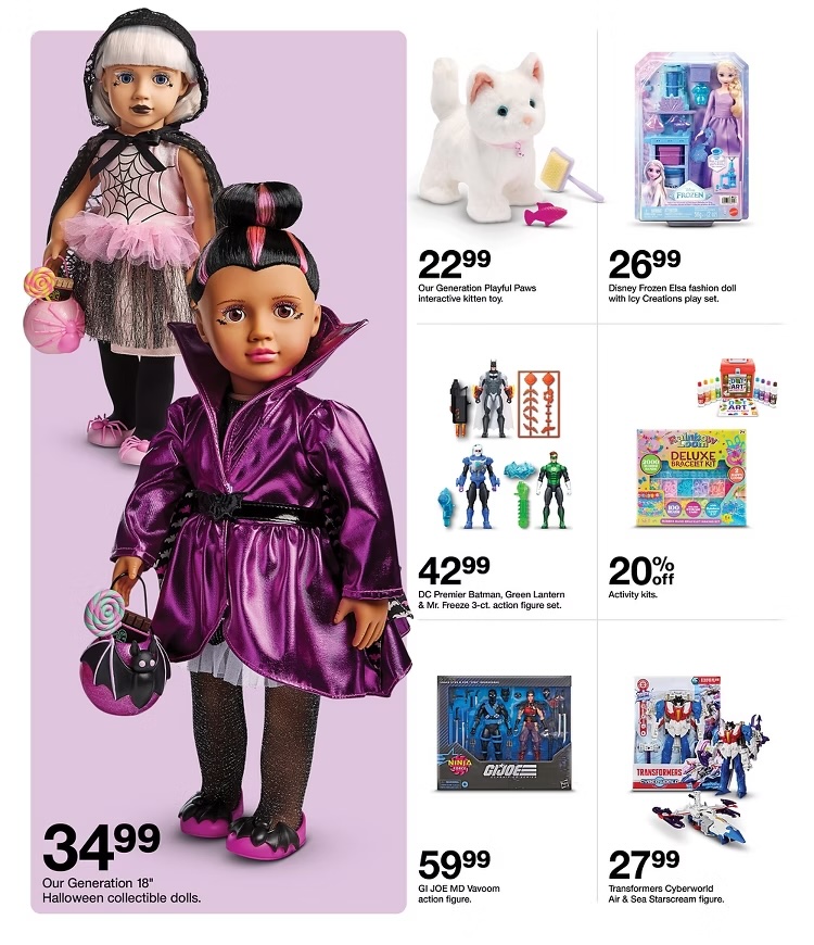 A poster of toys and a price list