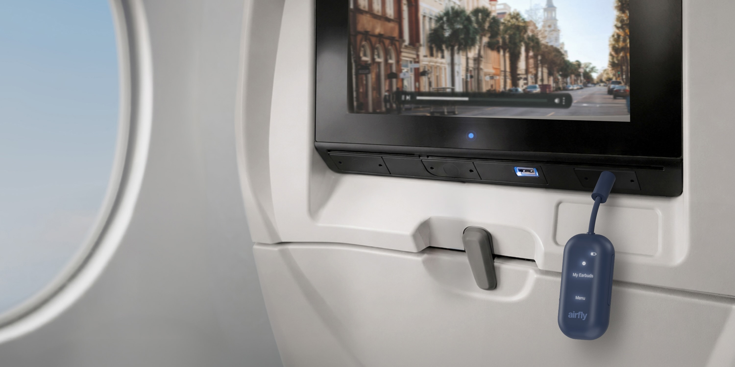 A tv on a plane