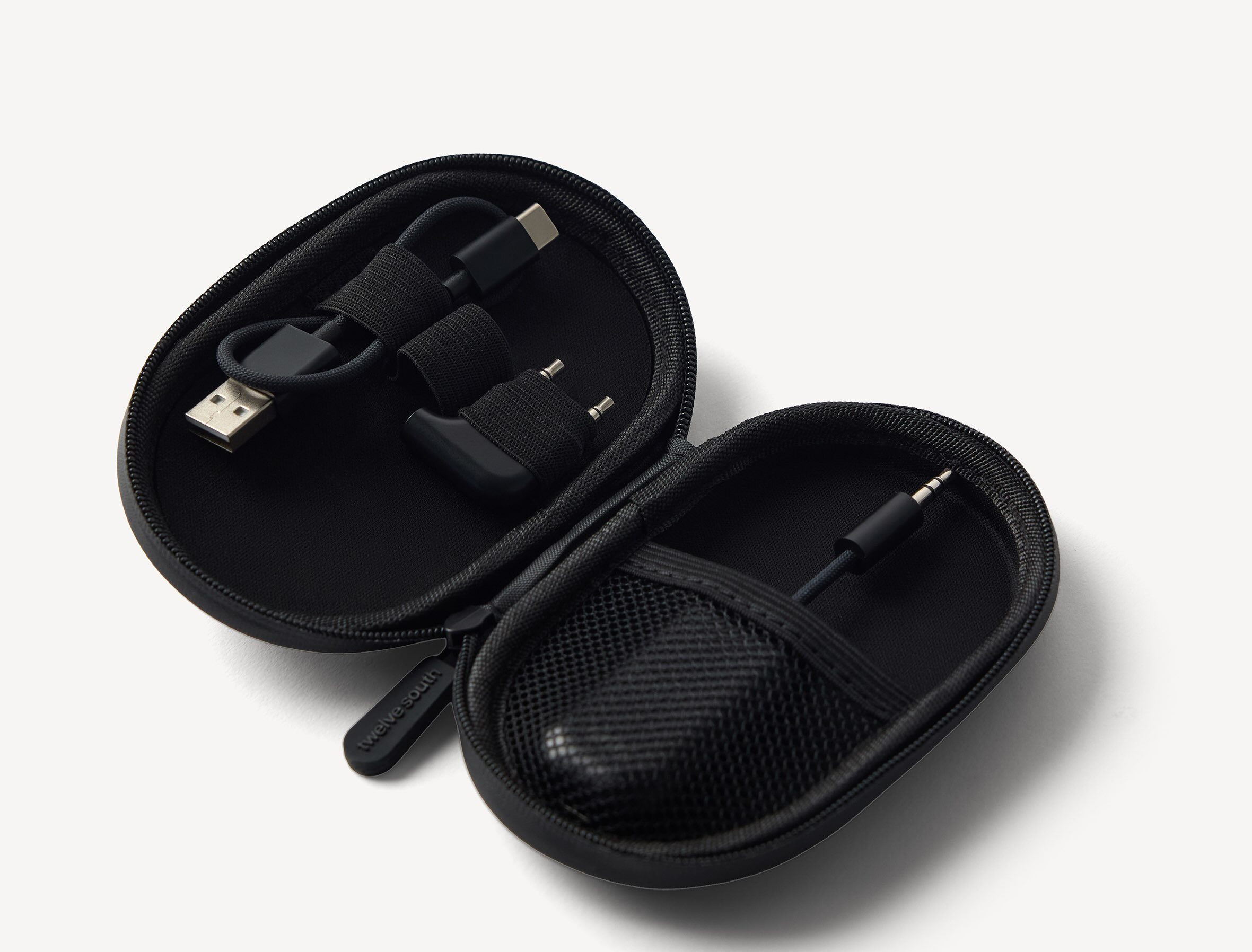 A black case with a couple of cables in it