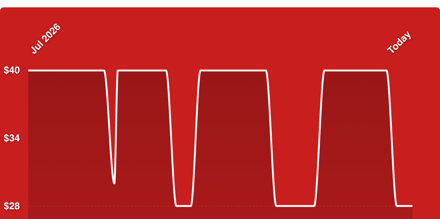 A red screen with white lines