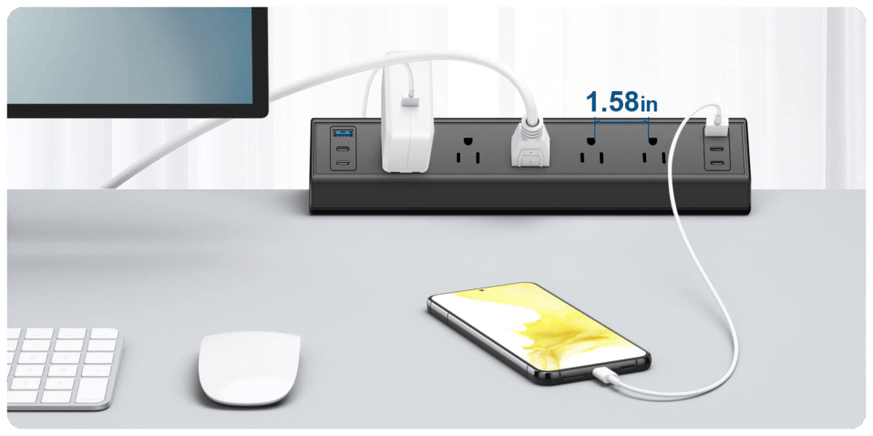 A cell phone charging on a table