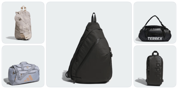 A black backpack with a strap