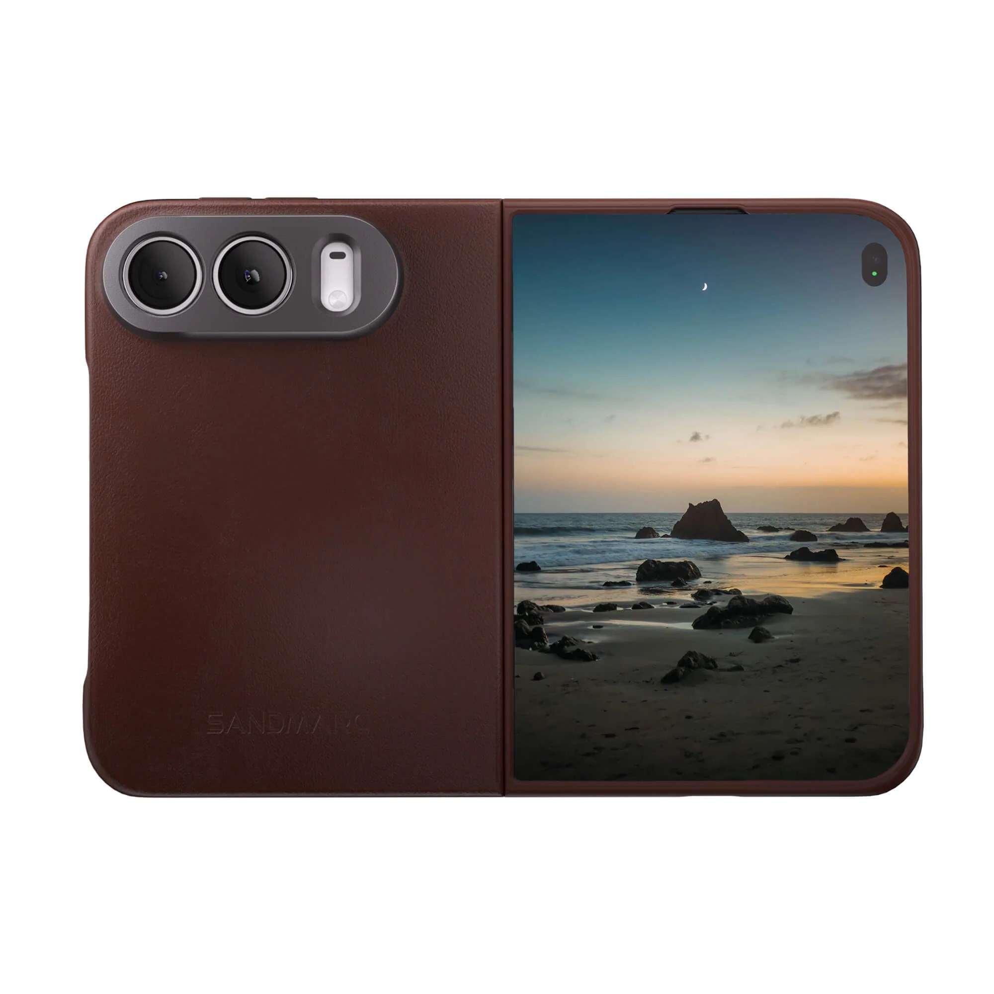 A cell phone with a picture of a beach