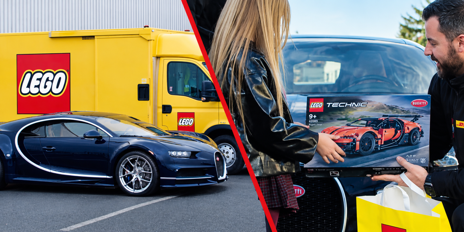 Special delivery: Bugatti CEO Mate Rimac delivers LEGO Bugatti in a $3M Chiron