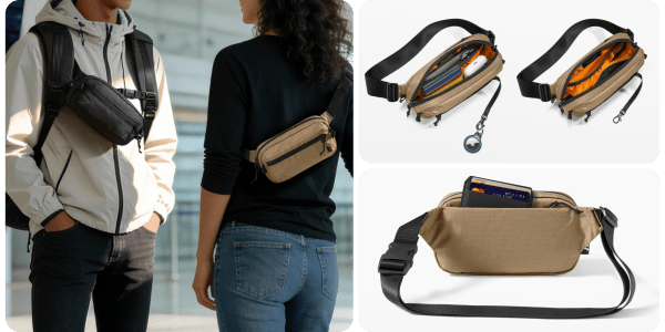 A woman wearing a pack